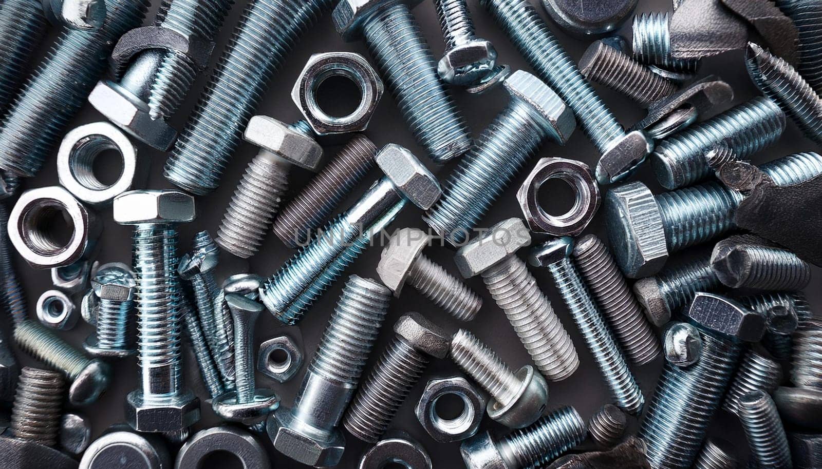 bolts and nuts and screws hardware background, AI generated image