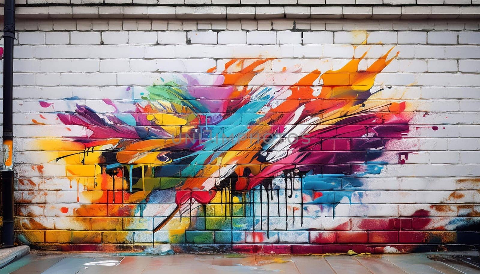 wall with street art graffiti, AI generated image
