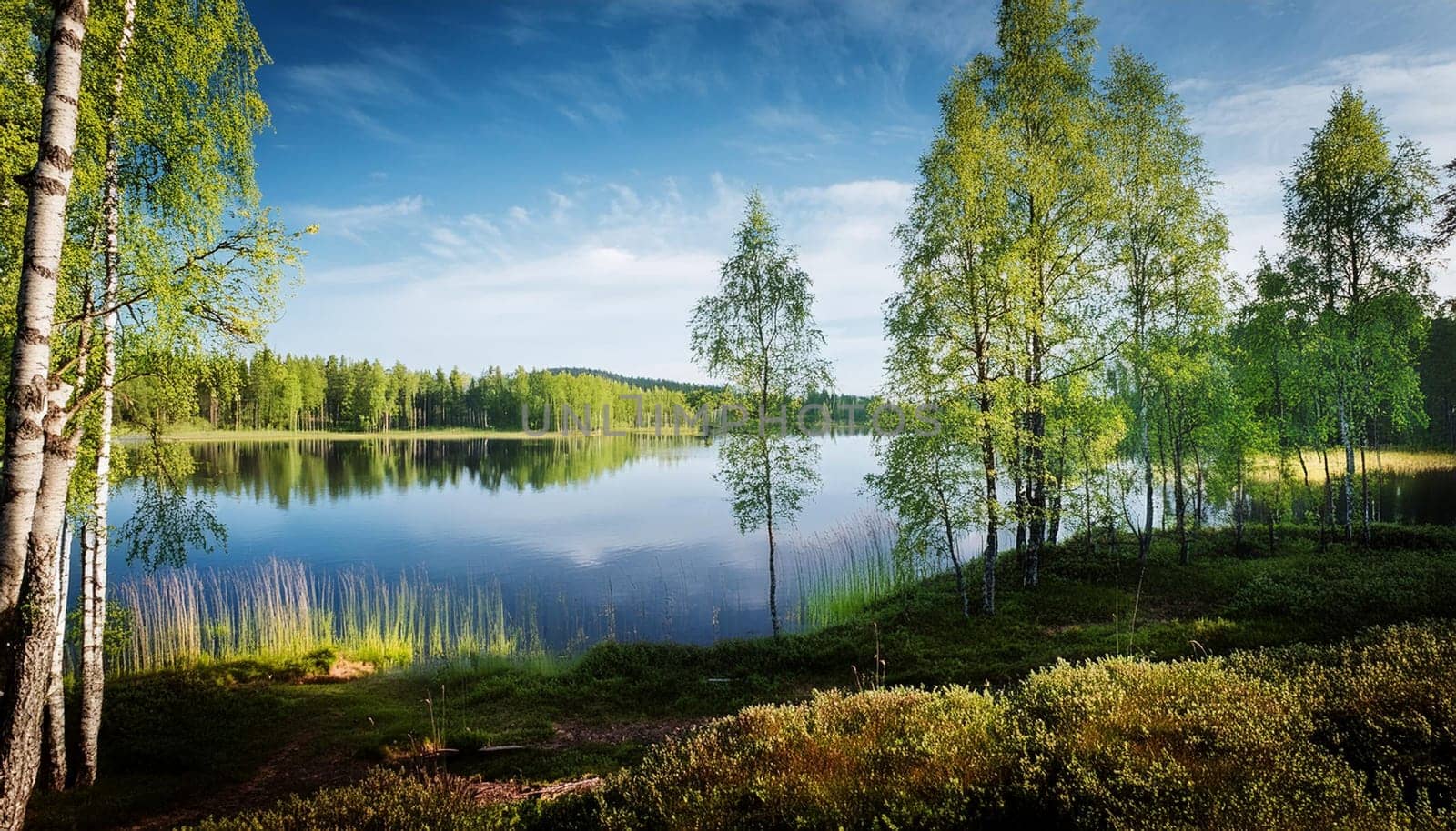 finnish forest natural landscape, AI generated image