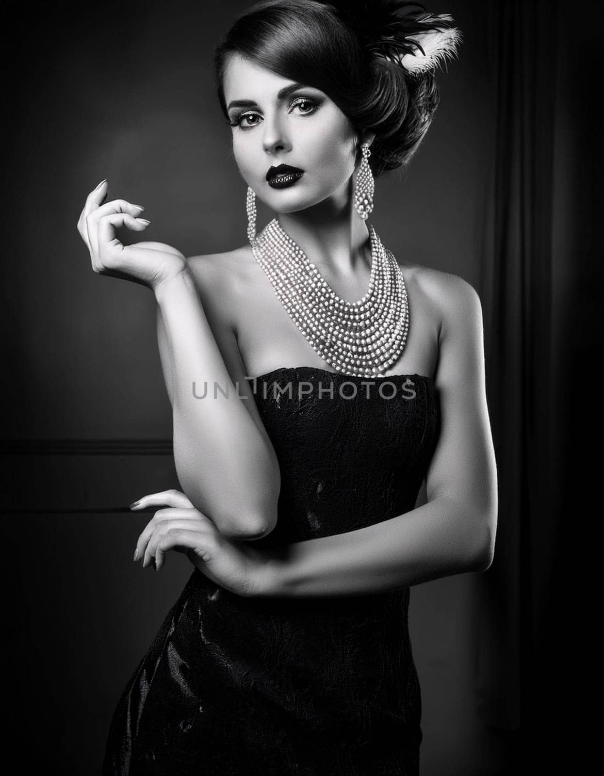 pretty young woman in twenties style, AI generated image