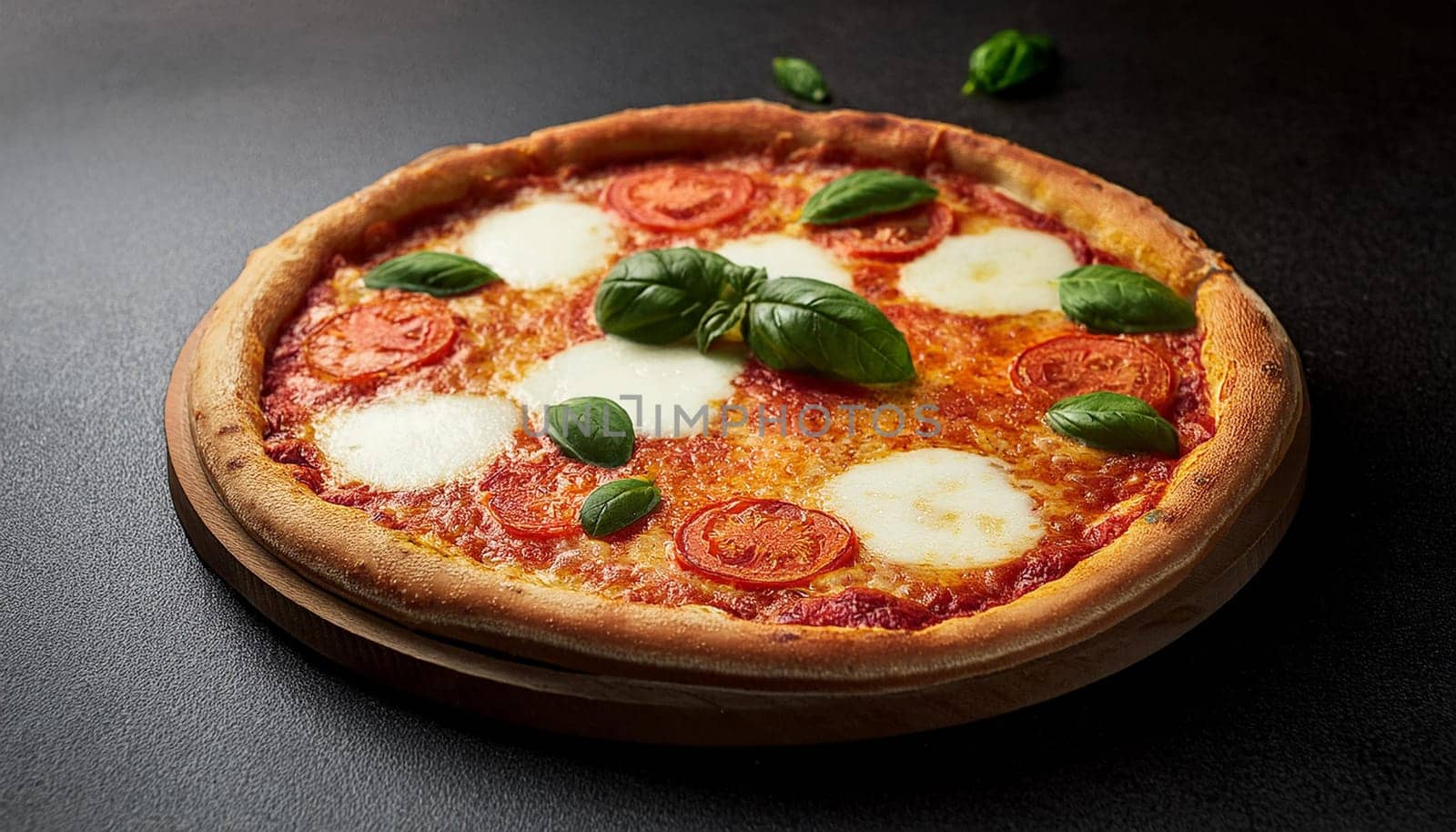 margherita pizza traditional Italian baked food, AI generated image