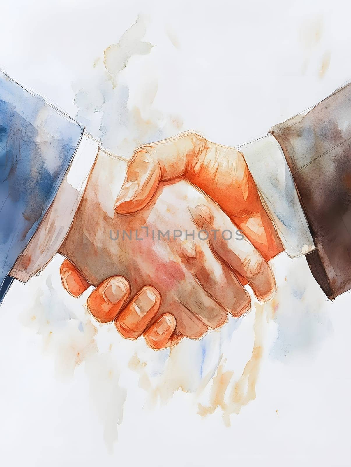 Watercolor Businesspeople Collaboration Handshake Hands Partnership Respect
