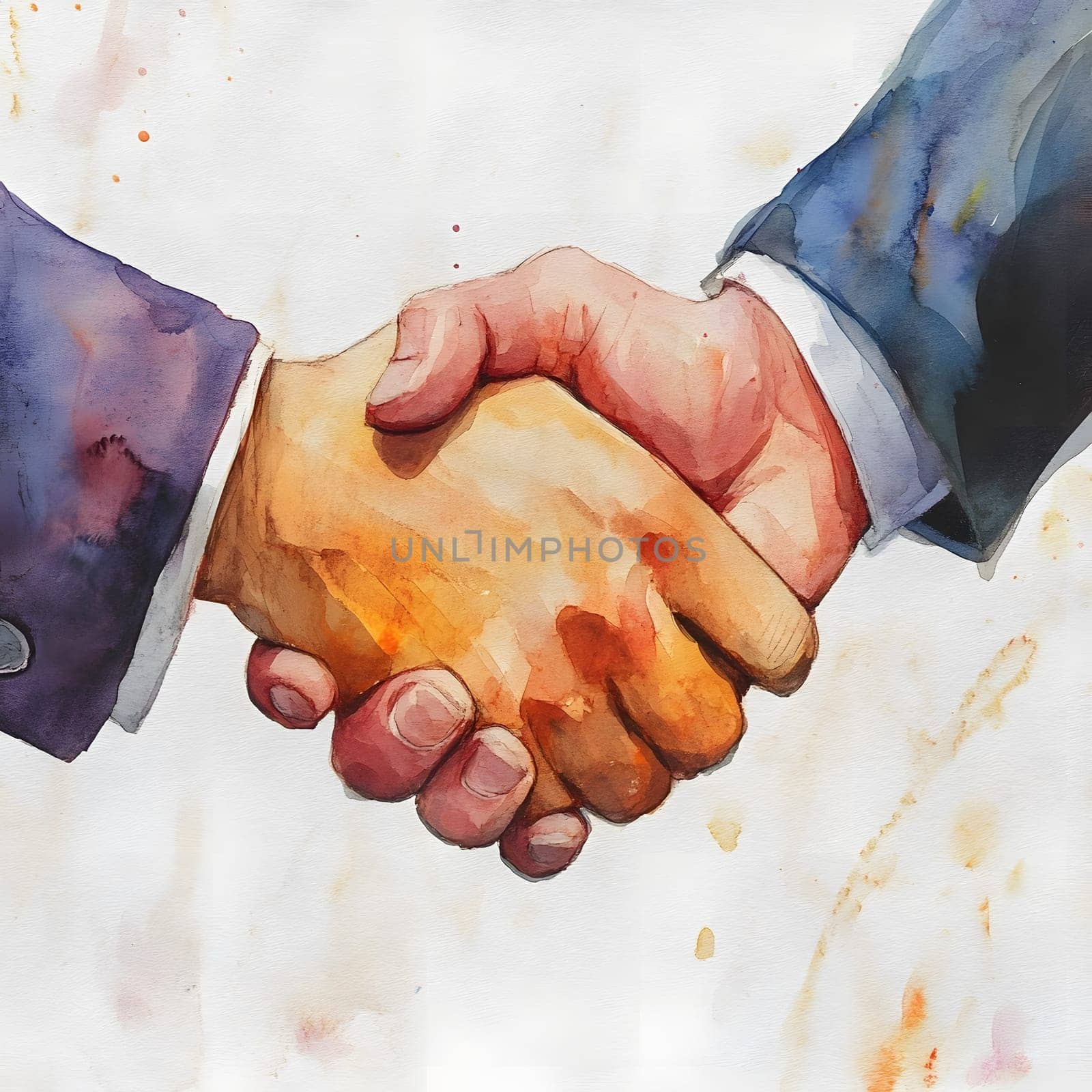 Watercolor Businesspeople Collaboration Handshake Hands Partnership Respect