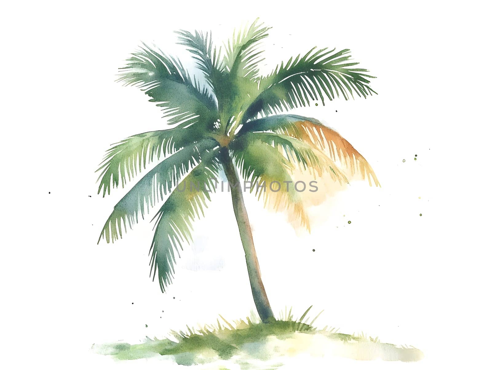 Watercolor Tropic Exotic Palm Tree Nature Beach Plants