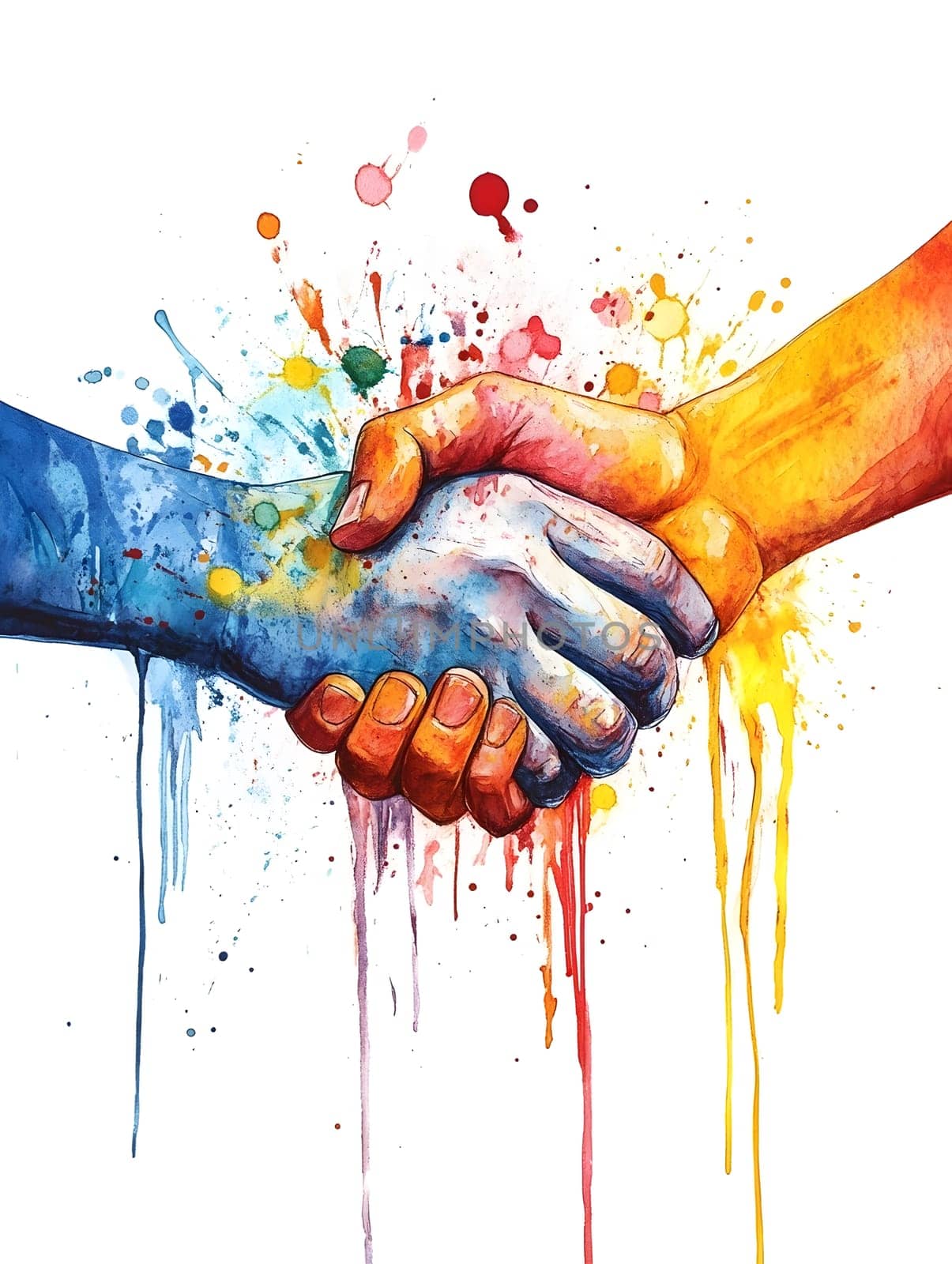 Watercolor Businesspeople Collaboration Handshake Hands Partnership Respect
