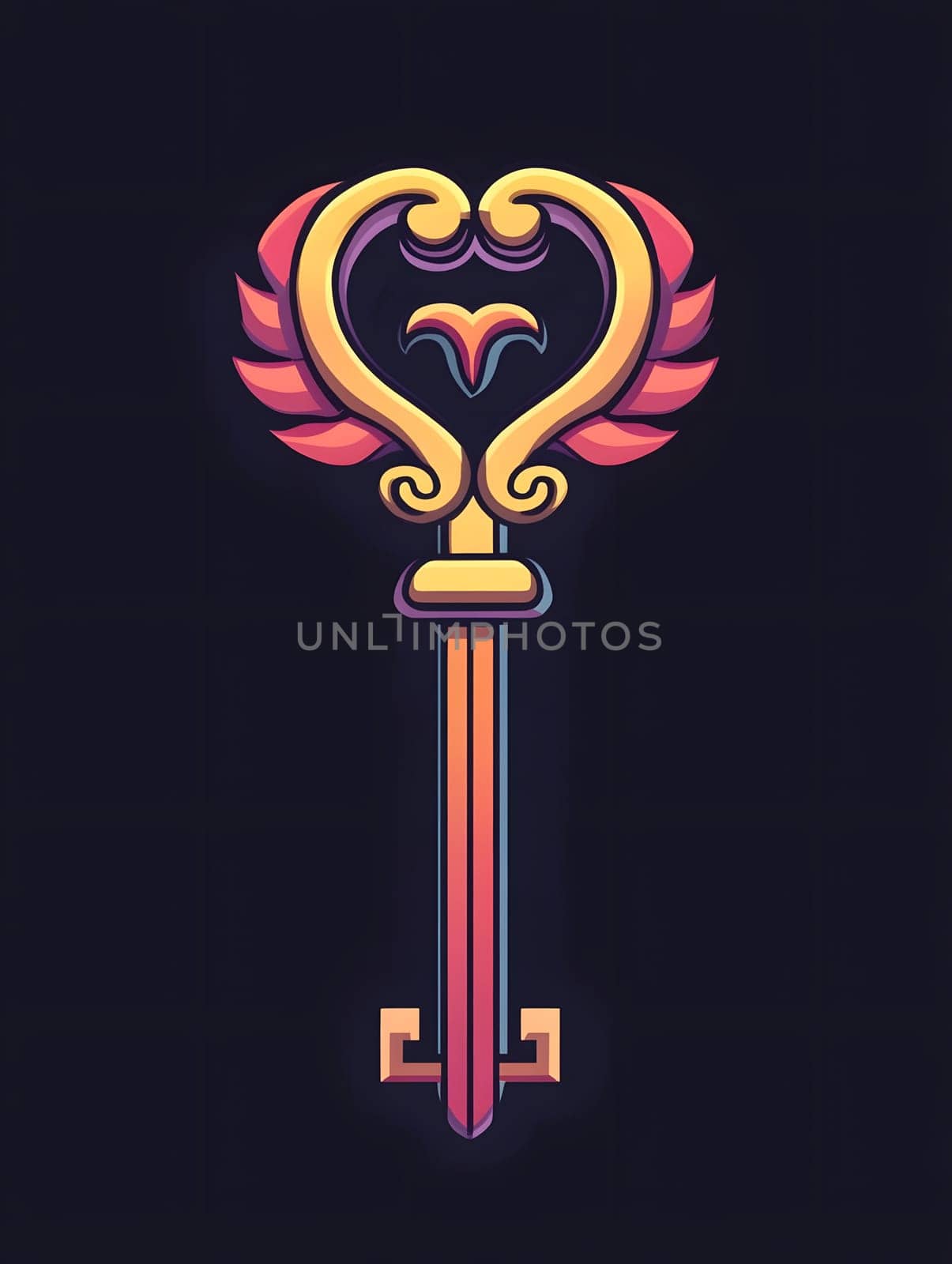 Luxery Antique Ancient Ornate Golden Key Icon