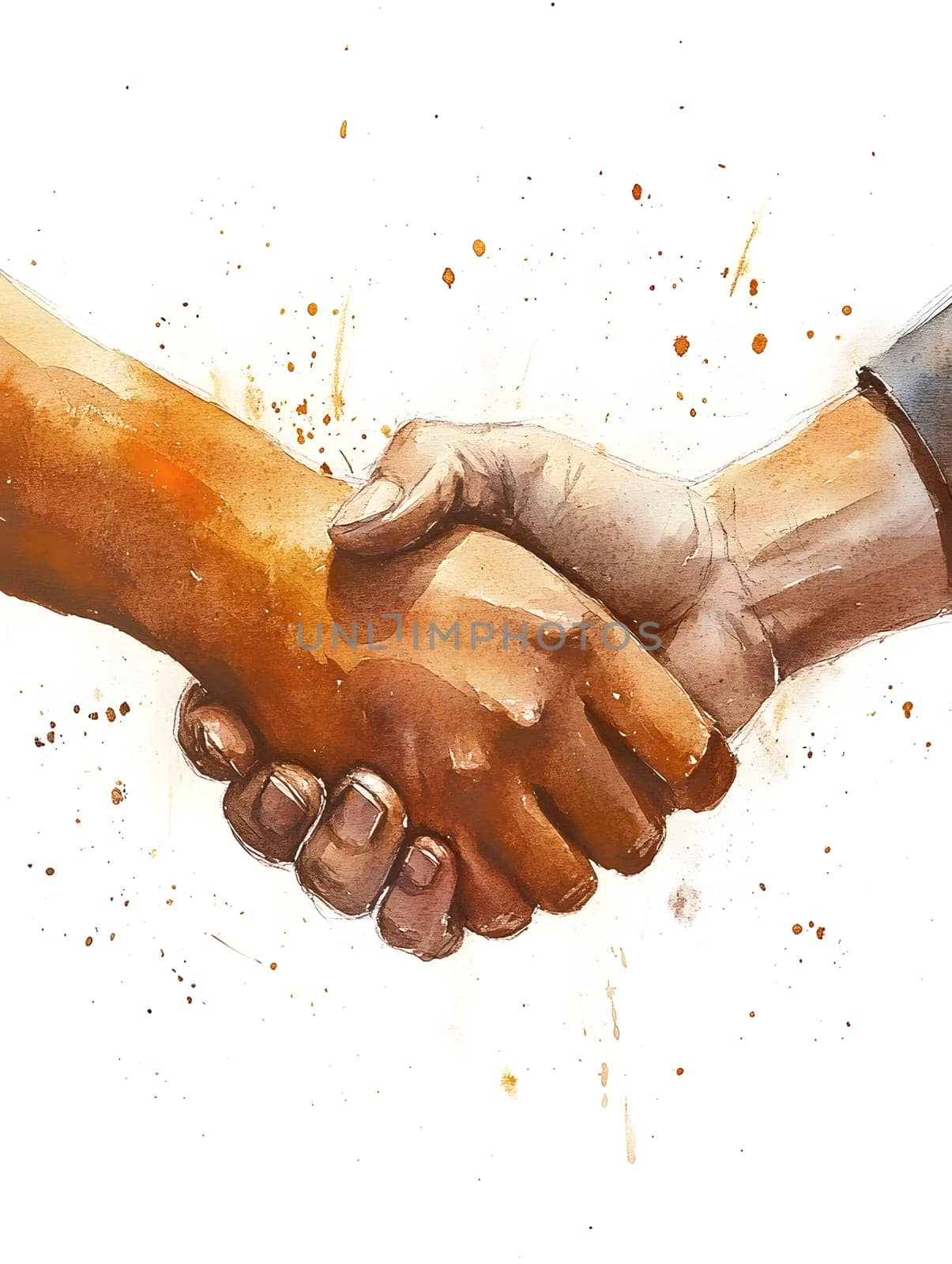 Watercolor Businesspeople Collaboration Handshake Hands Partnership Respect