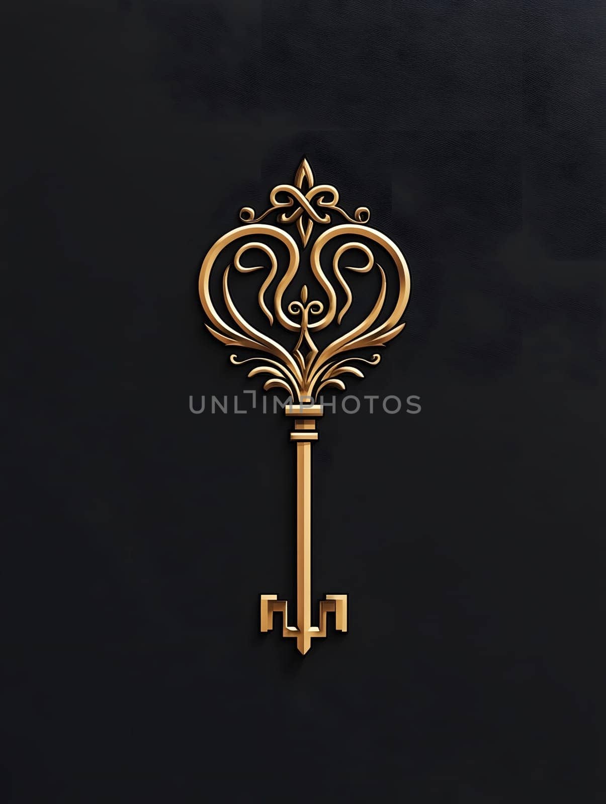 Luxery Antique Ancient Ornate Golden Key Icon