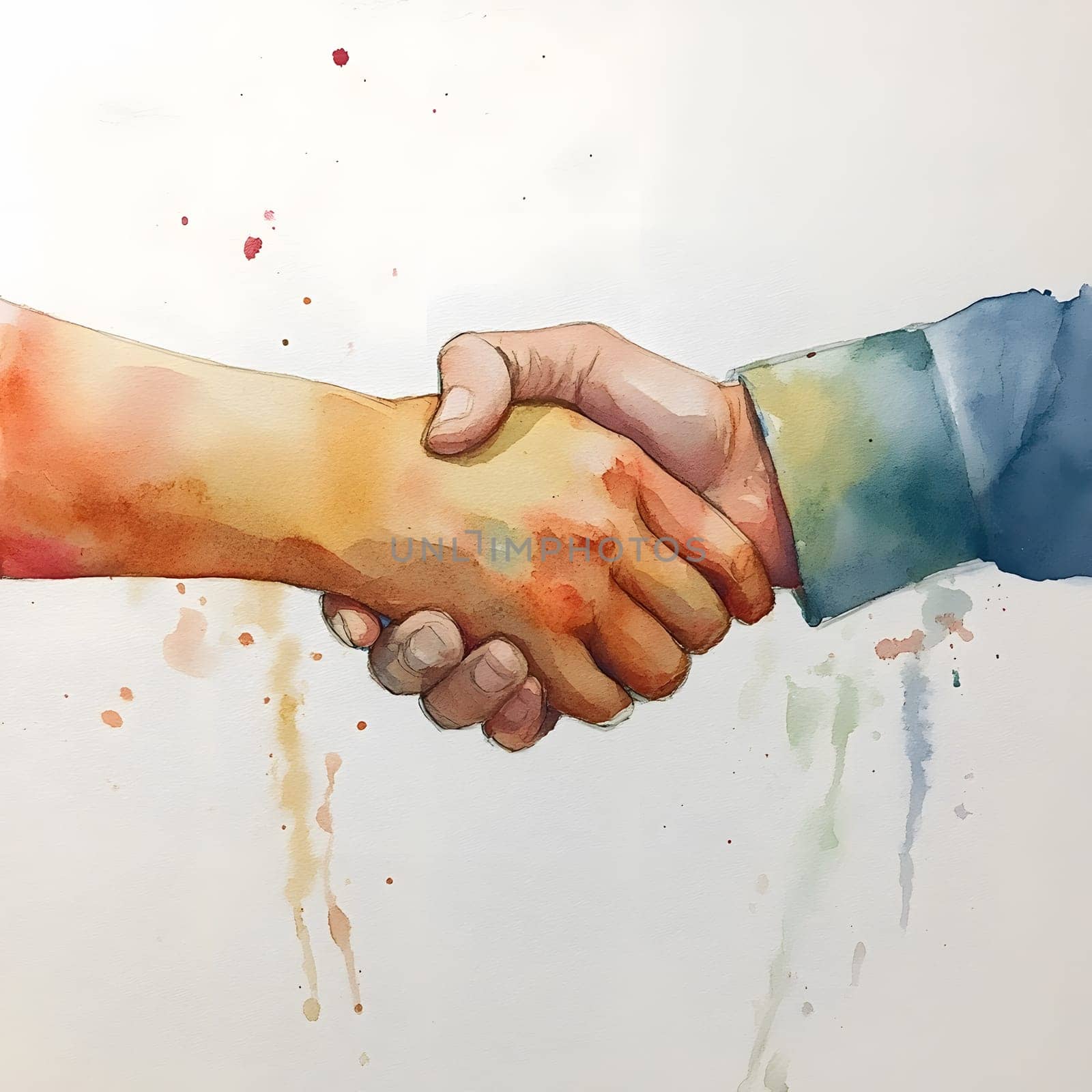 Watercolor Businesspeople Collaboration Handshake Hands Partnership Respect