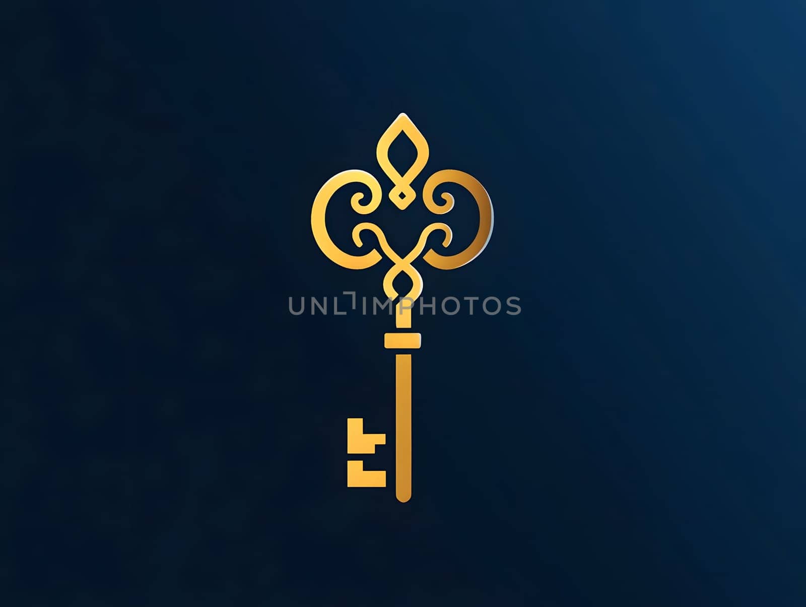 Luxery Antique Ancient Ornate Golden Key Icon