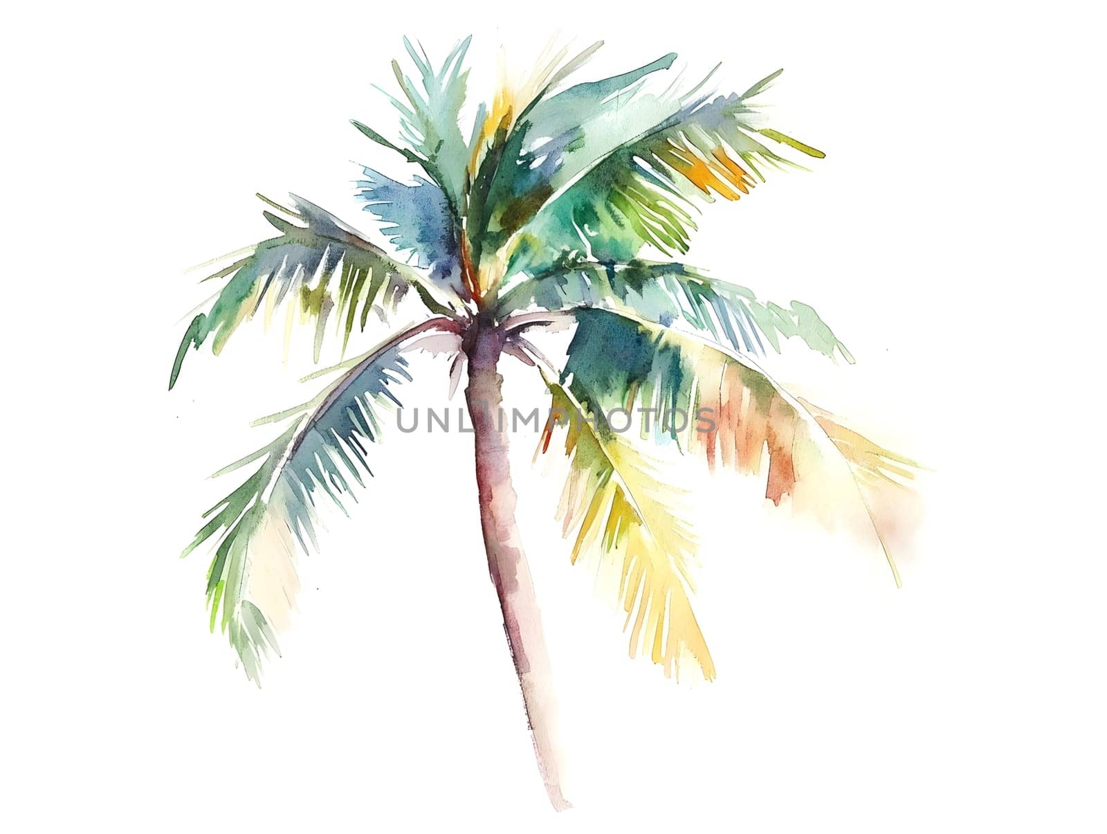 Watercolor Tropic Exotic Palm Tree Nature Beach Plants