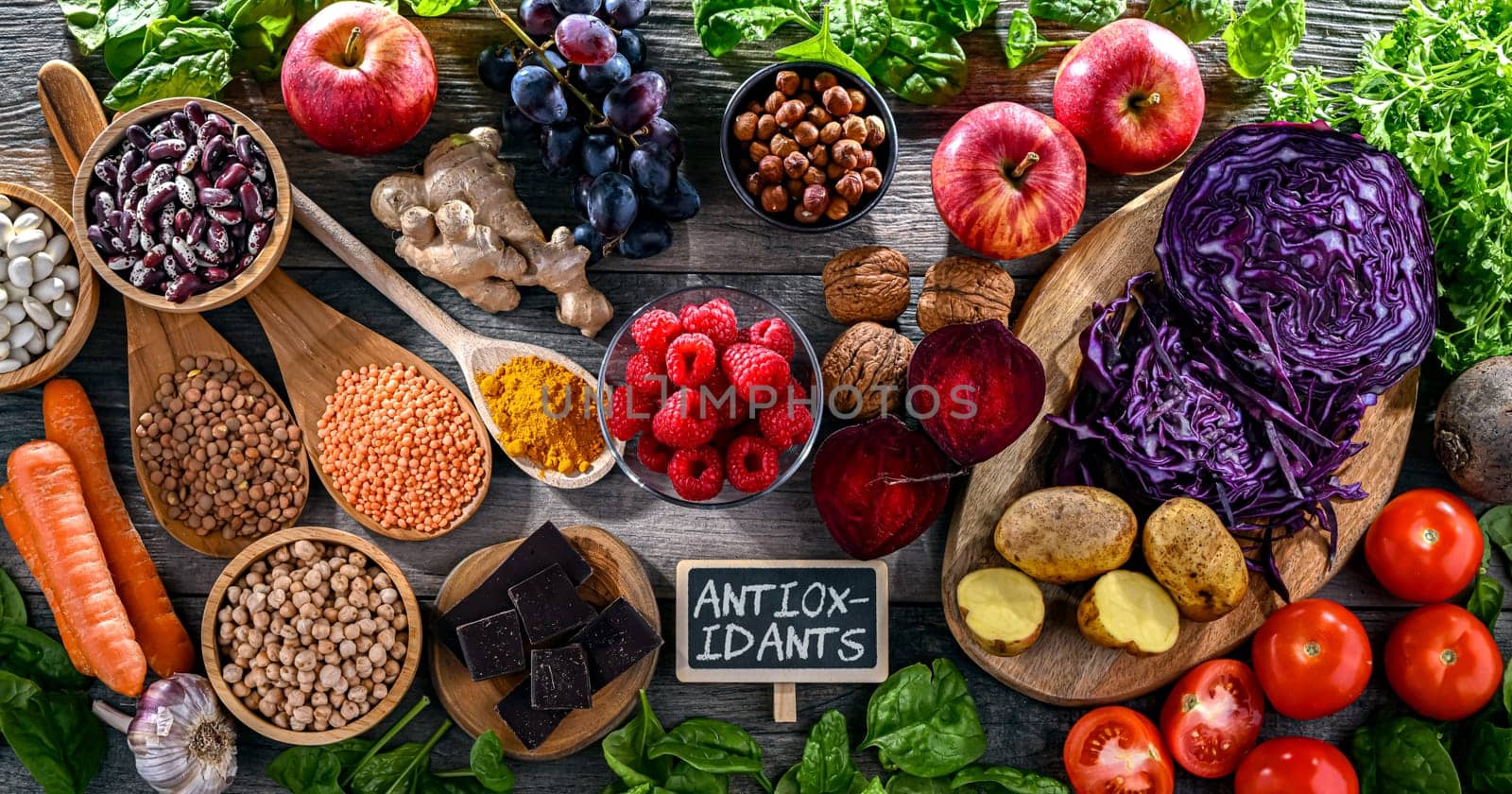 Foods rich in antioxidants. Healthy diet