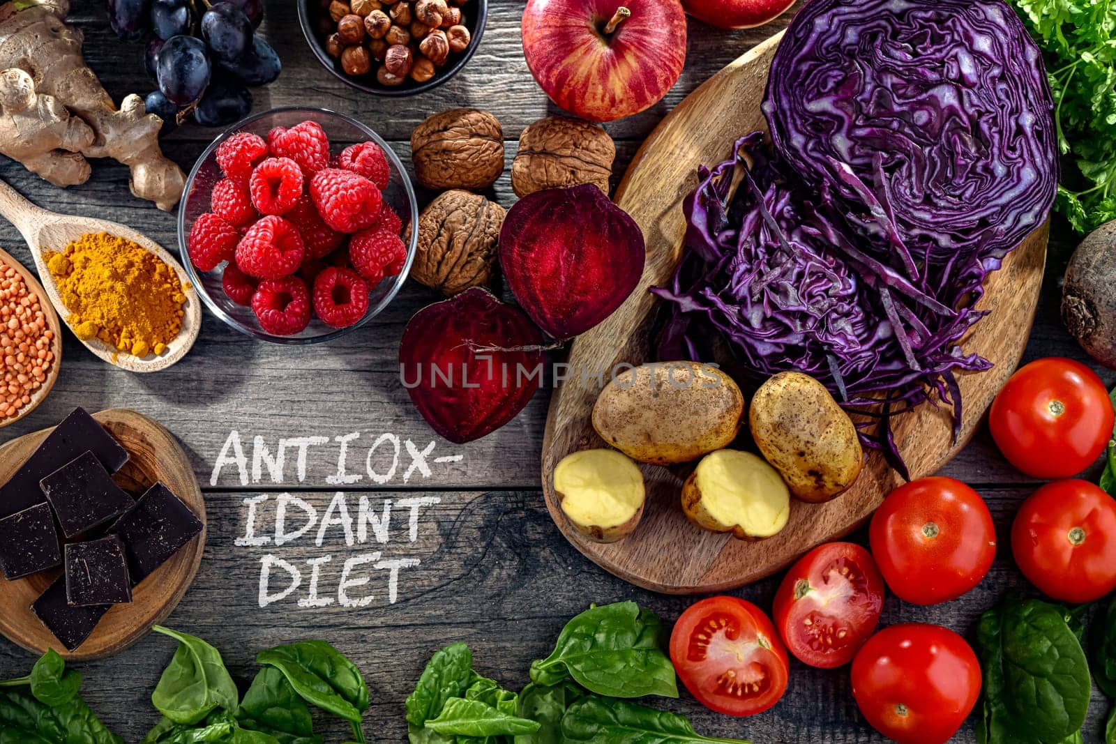 Foods rich in antioxidants. Healthy diet