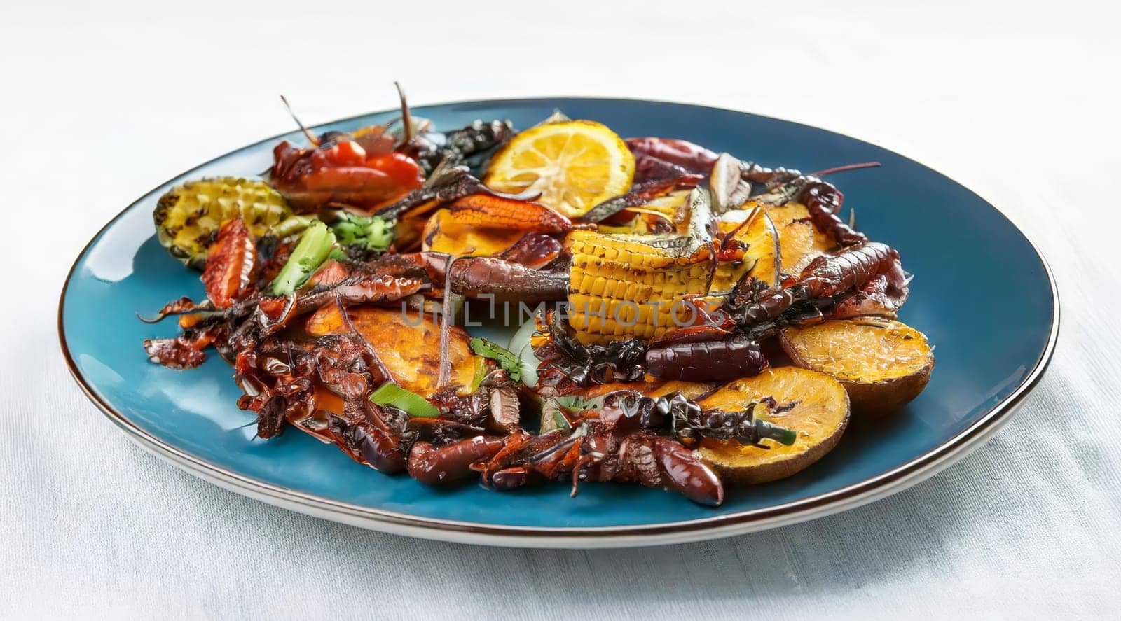 Edible insects such as worms, grasshoppers or beetle larvae as an alternative diet.
