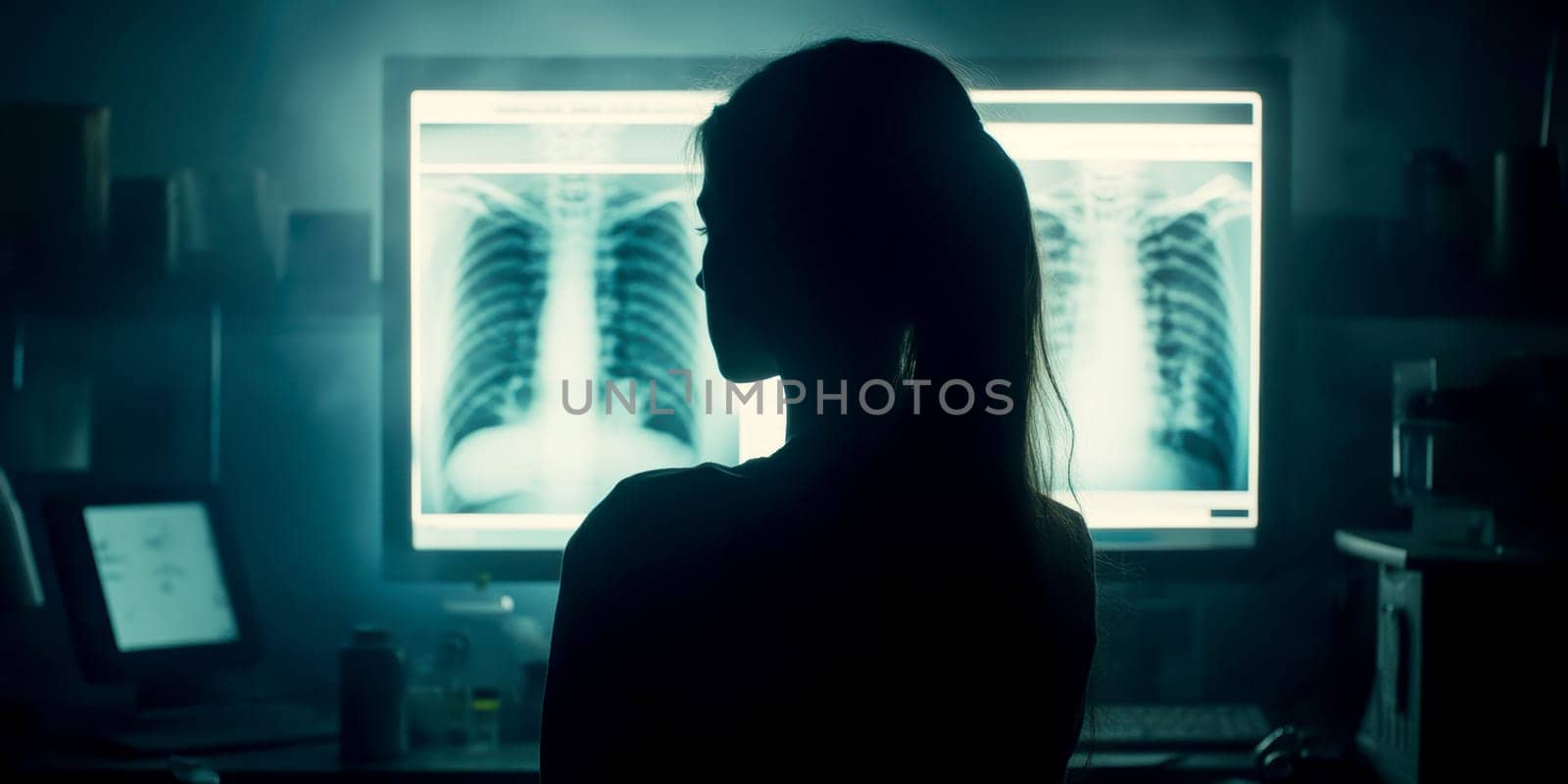 Radiographer at work. AI generative.