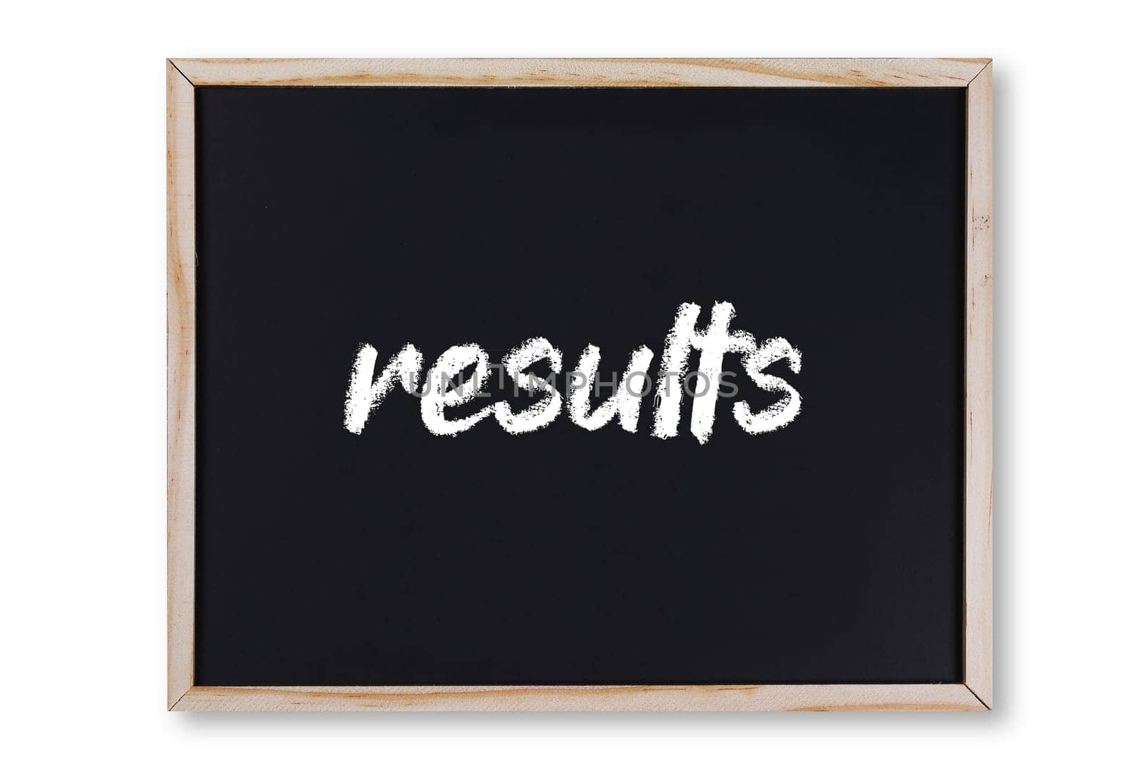A results concept chalk on chalkboard with clipping path to remove shadow