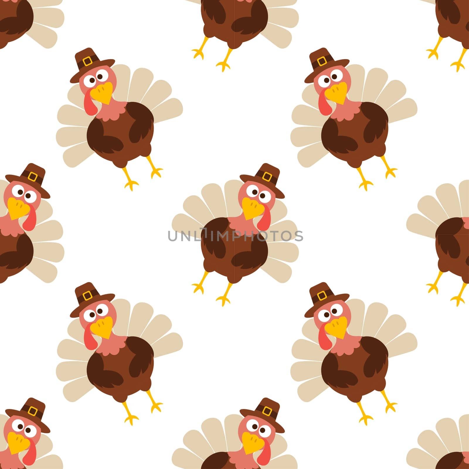 Festive Thanksgiving Day Seamless Pattern Template with Flat Style Cartoon Elements Illustration
