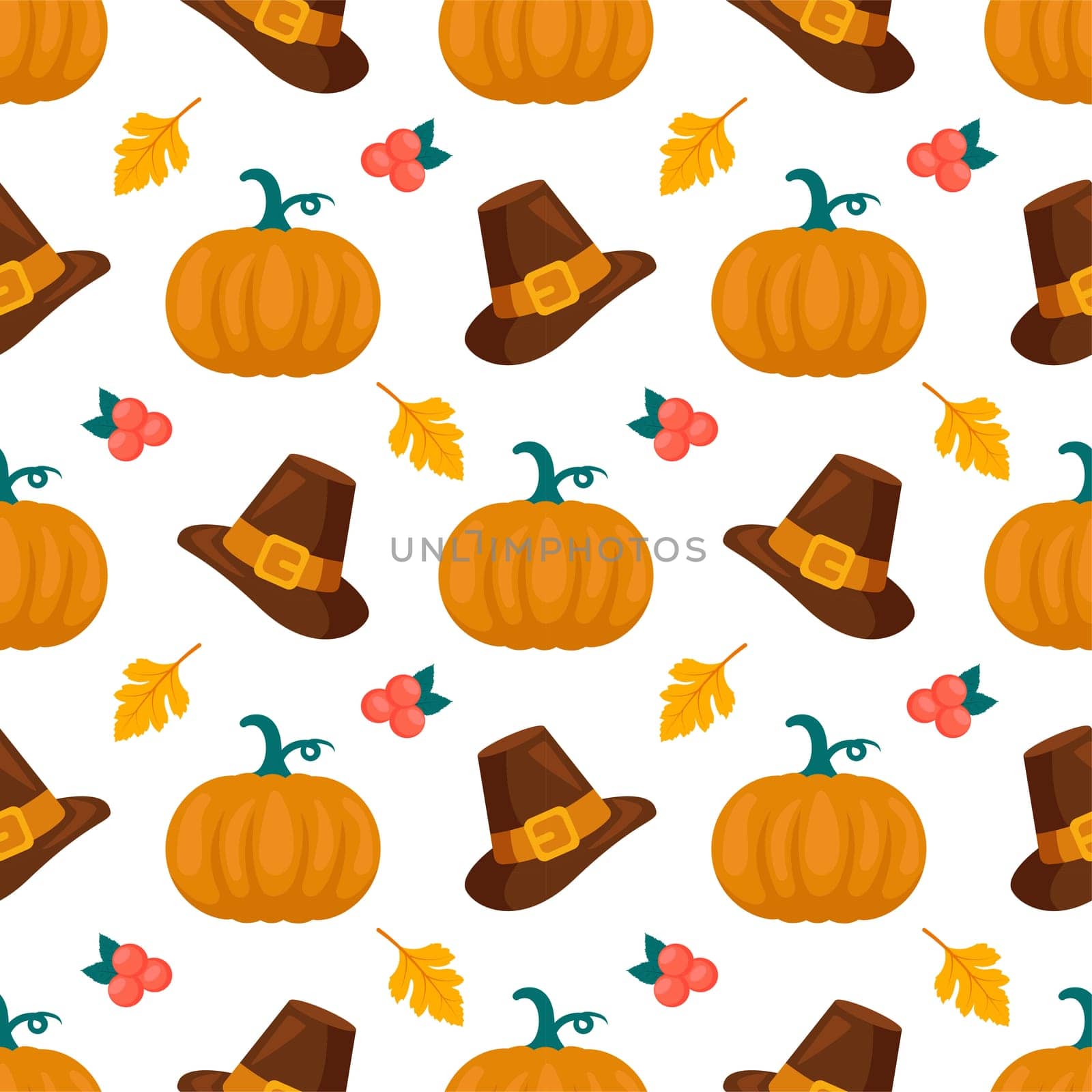 Festive Thanksgiving Day Seamless Pattern Template with Flat Style Cartoon Elements Illustration