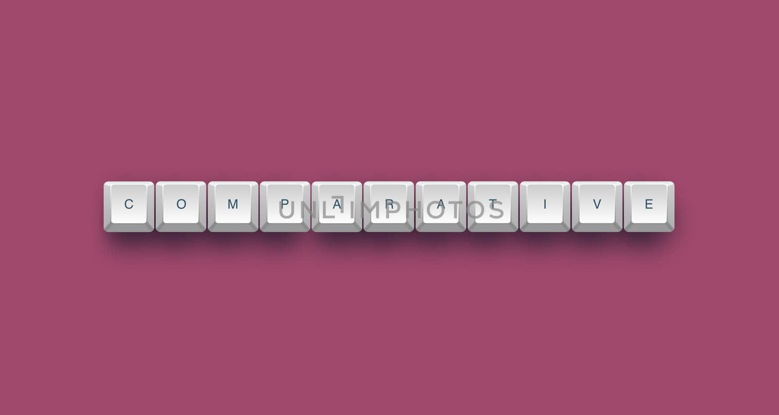 Comparative text on a 3d keyboard button with shadow, 3d illustration