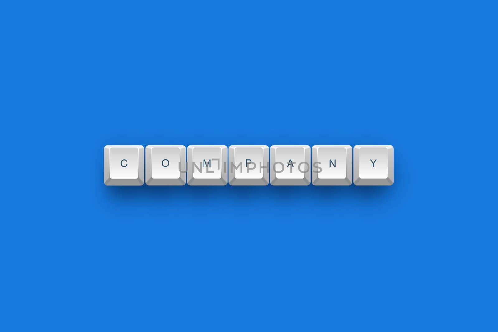 Company text on a 3d keyboard button with shadow, 3d illustration