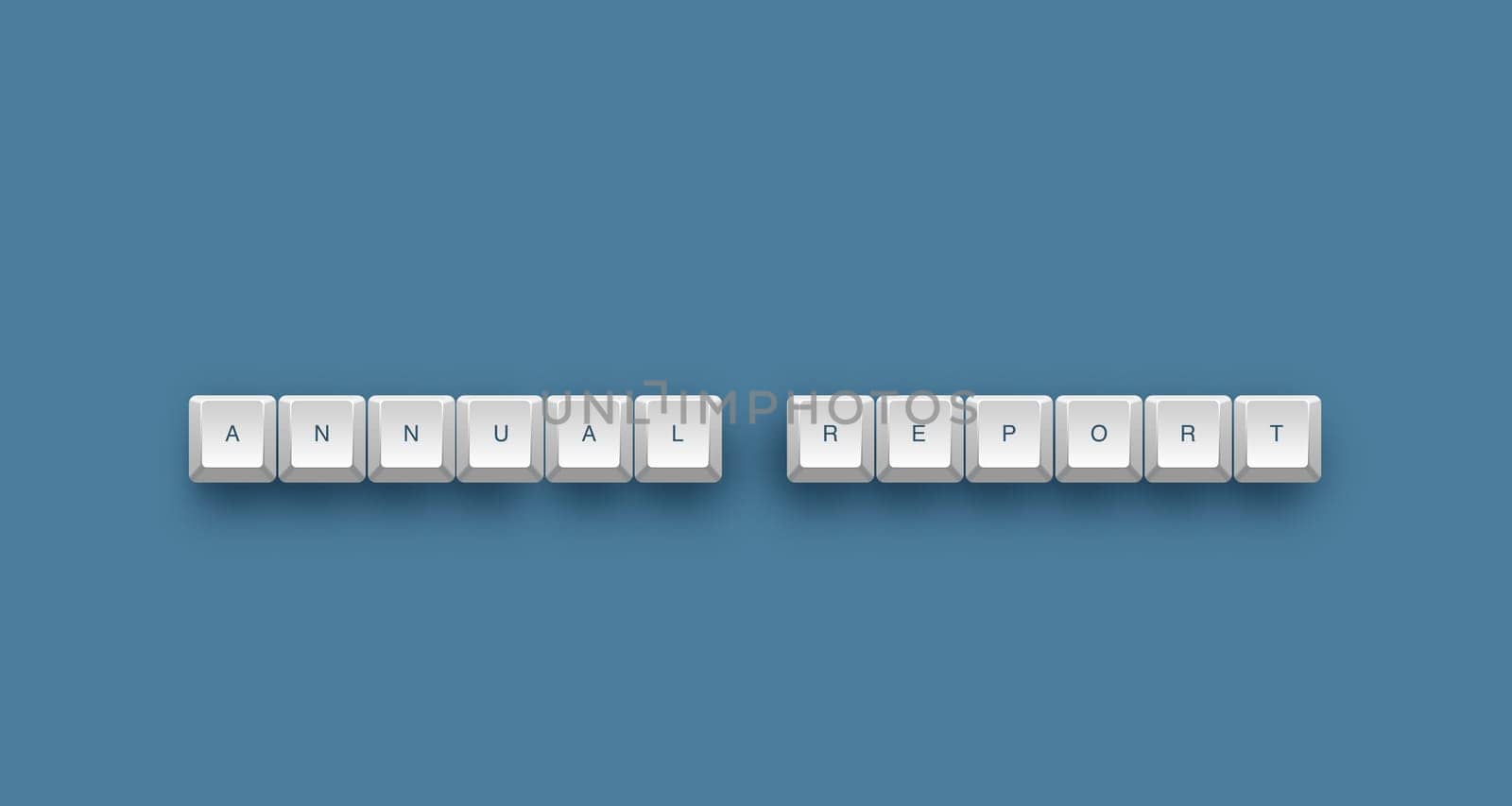 Annual report text on a 3d keyboard button with shadow, 3d illustration