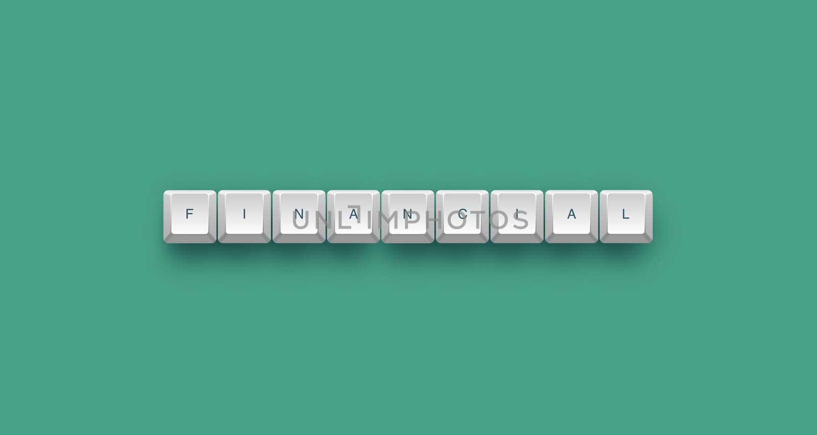 Financial text on a 3d keyboard button with shadow, 3d illustration