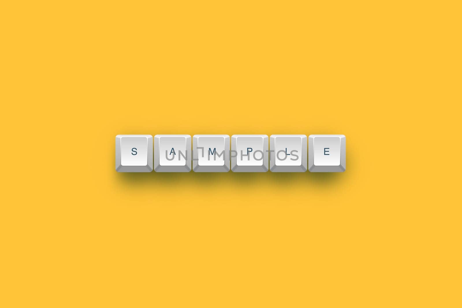 Sample text on a 3d keyboard button with shadow, 3d illustration