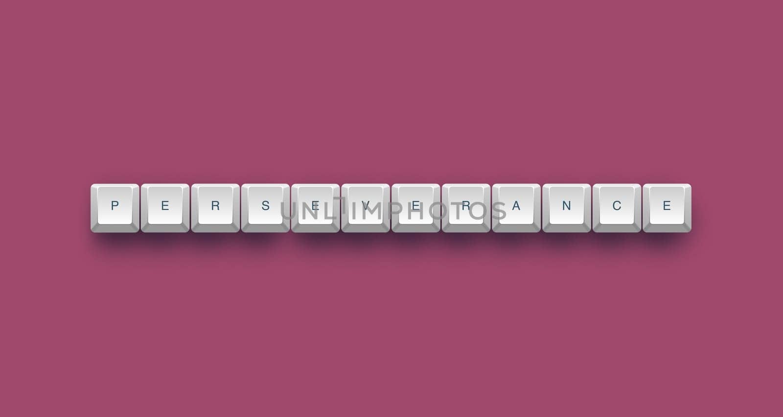 perseverance text on a 3d keyboard button with shadow, 3d illustration
