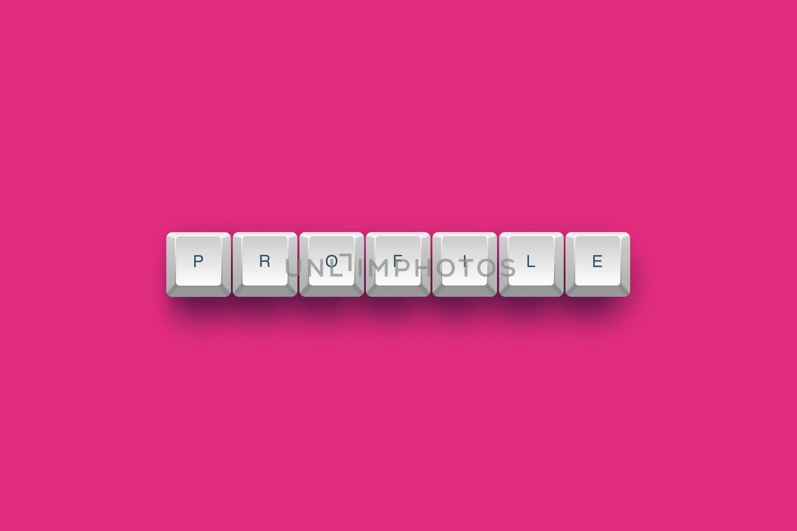 Profile text on a 3d keyboard button with shadow, 3d illustration