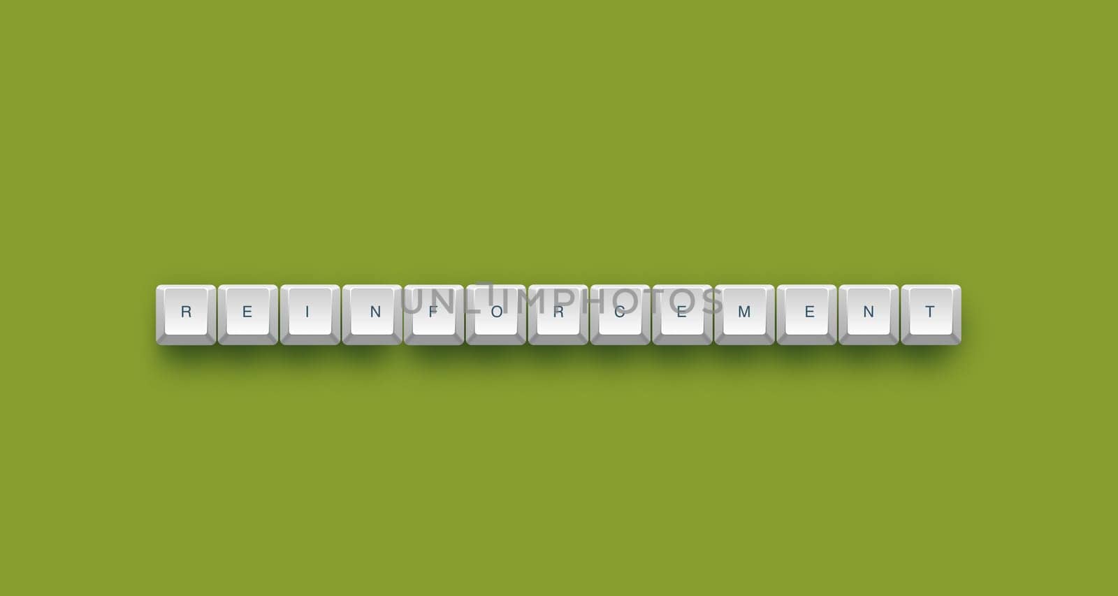 reinforcement text on a 3d keyboard button with shadow, 3d illustration