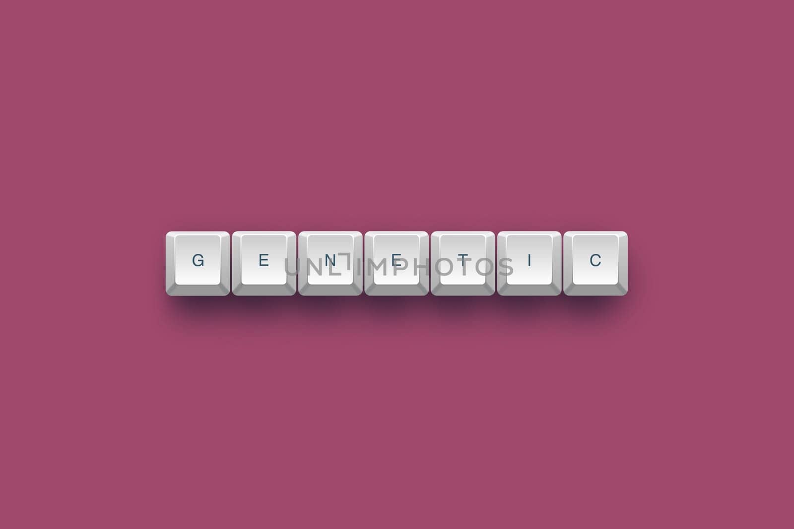 Genetic text on a 3d keyboard button with shadow, 3d illustration