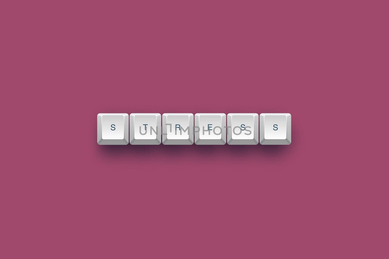 Stress text on a 3d keyboard button with shadow, 3d illustration