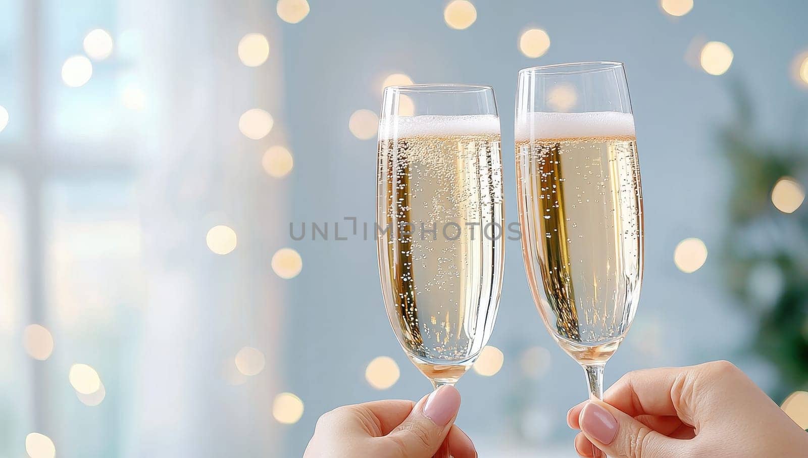 Celebration with champagne glasses. Concept of festive mood, special occasion, and joyful event.