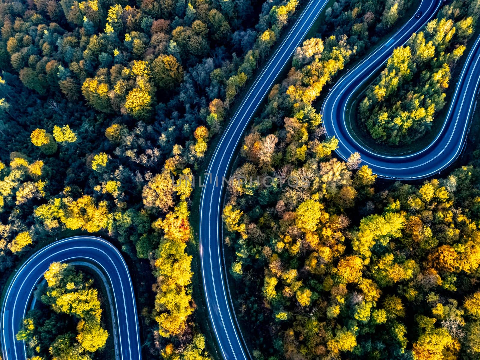 Serpentine road in Slonne Mountains near Sanok in Bieszczady Poland