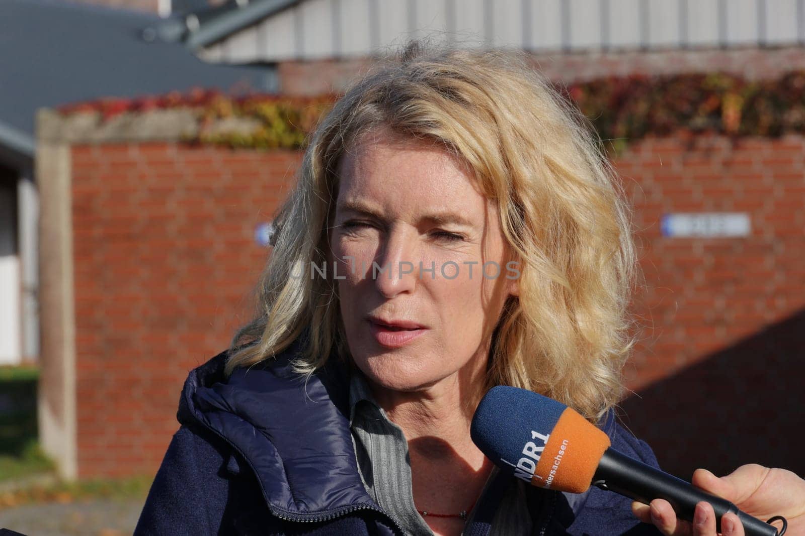 Maria Furtwängler,photo session on the set of the new TATORT crime thriller "Königin"" with Inspector Lindholm at the gas station at the volunteer fire department,Jork,22.10.2024"