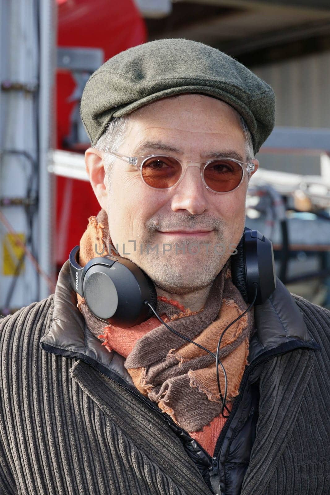 Johannes Naber,photo session on the set of the new TATORT crime thriller "Königin"" with Inspector Lindholm at the gas station at the volunteer fire department,Jork,22.10.2024"