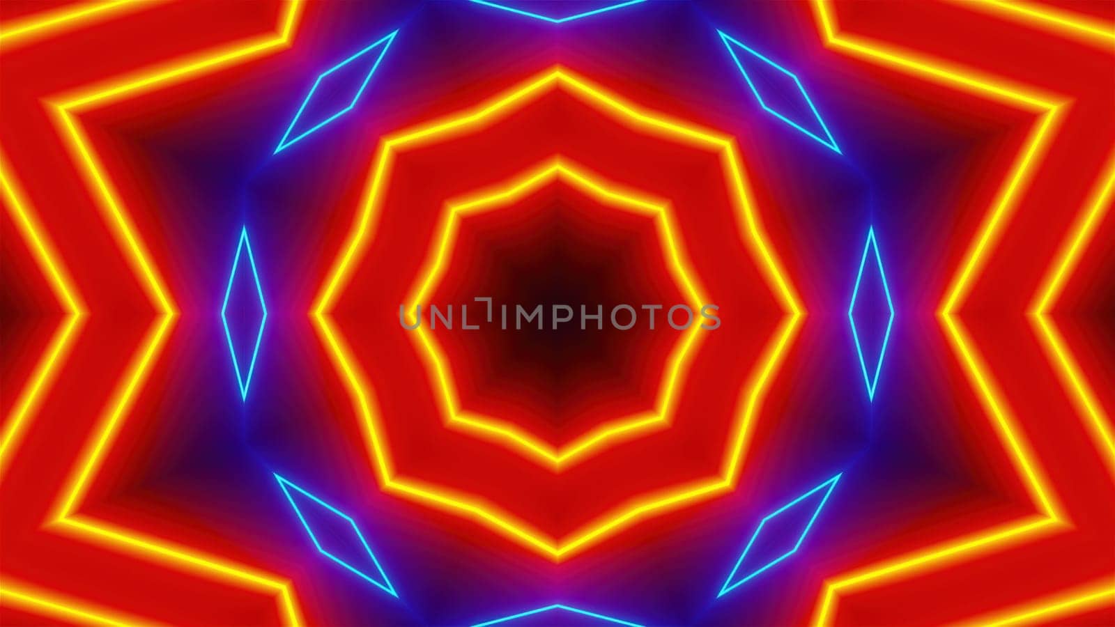 Abstract neon kaleida. Computer generated 3d render