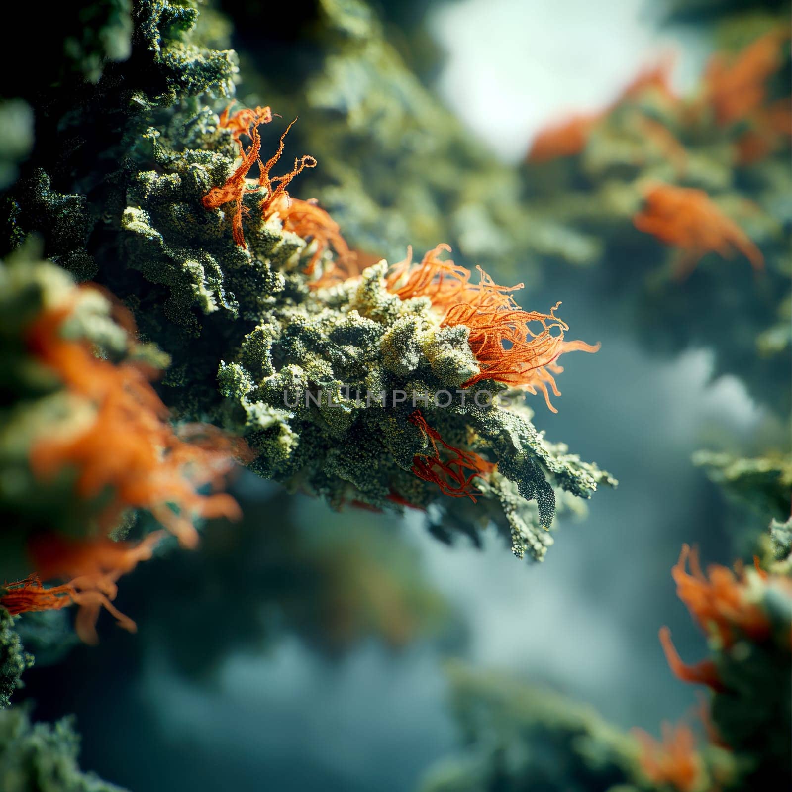 green cannabis flowers in full bloom. AI generative.