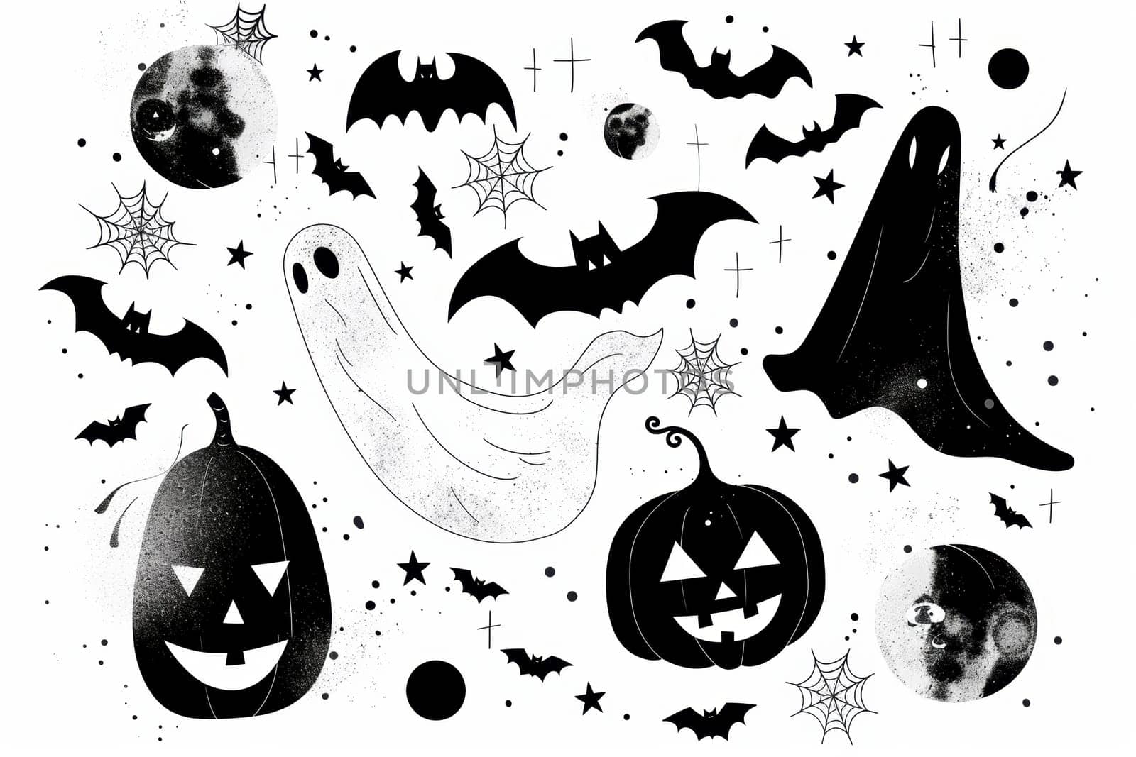coloring pages, haloween themed art. AI generative.