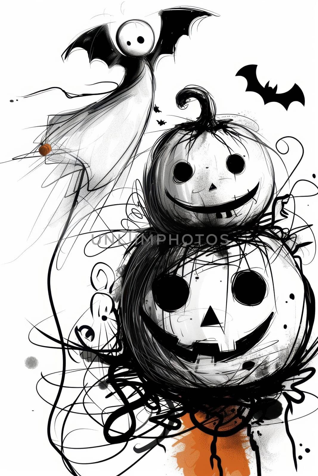 coloring pages, haloween themed art. AI generative.