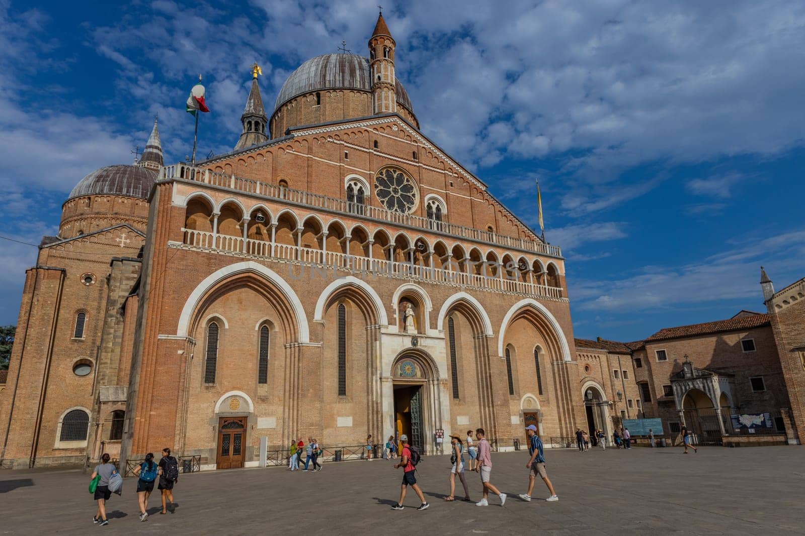 Padua, Italy - July 27, 2024: The Pontifical Basilica of Saint Anthony of Padua. Roman Catholic church and minor basilica in Padua, northern Italy