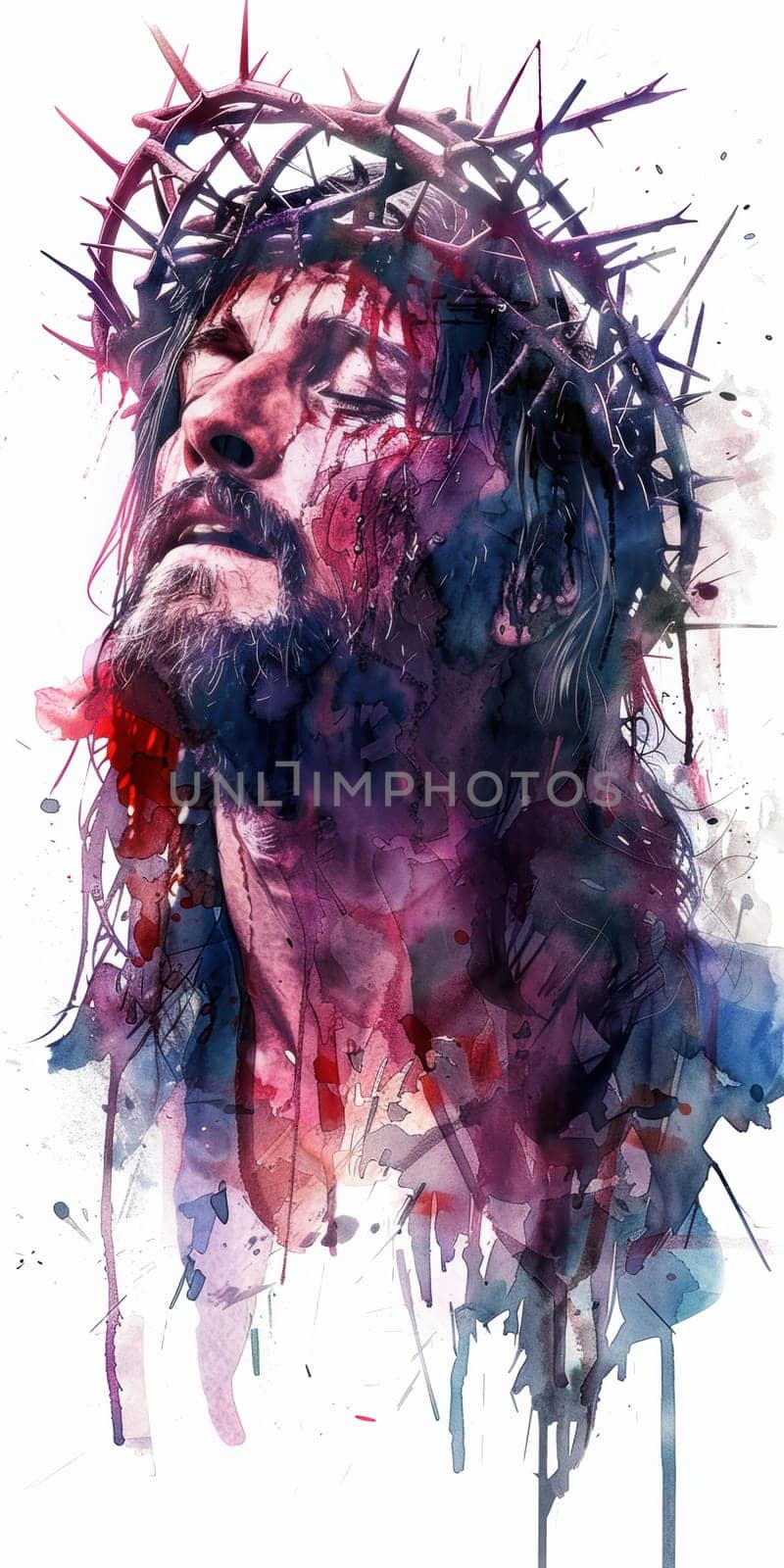 Life of Jesus Christ,depicted in a watercolor style. AI generative.