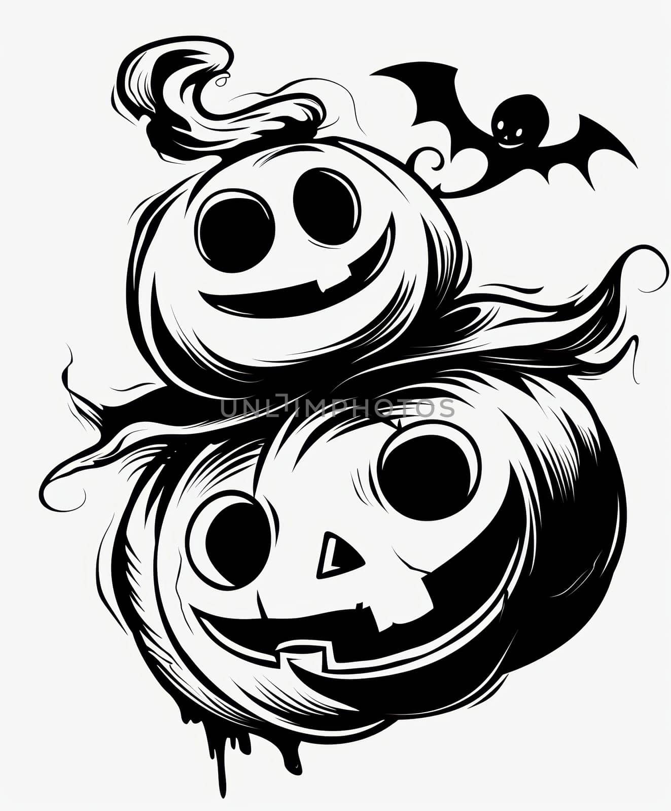 coloring pages, haloween themed art. AI generative.