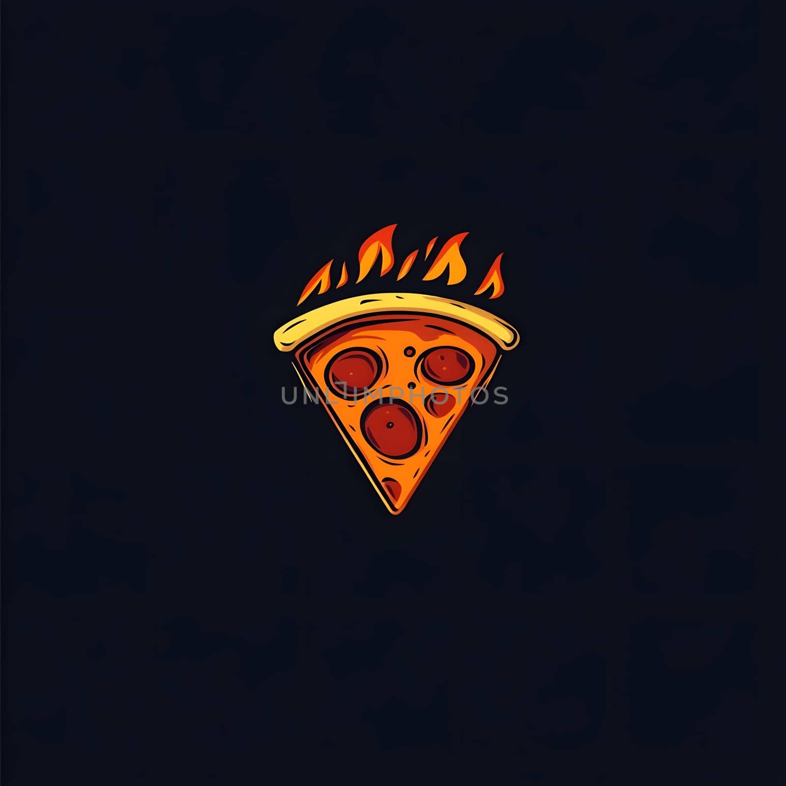 Pizza Slice with cheese and pepperoni Food Icon Logo