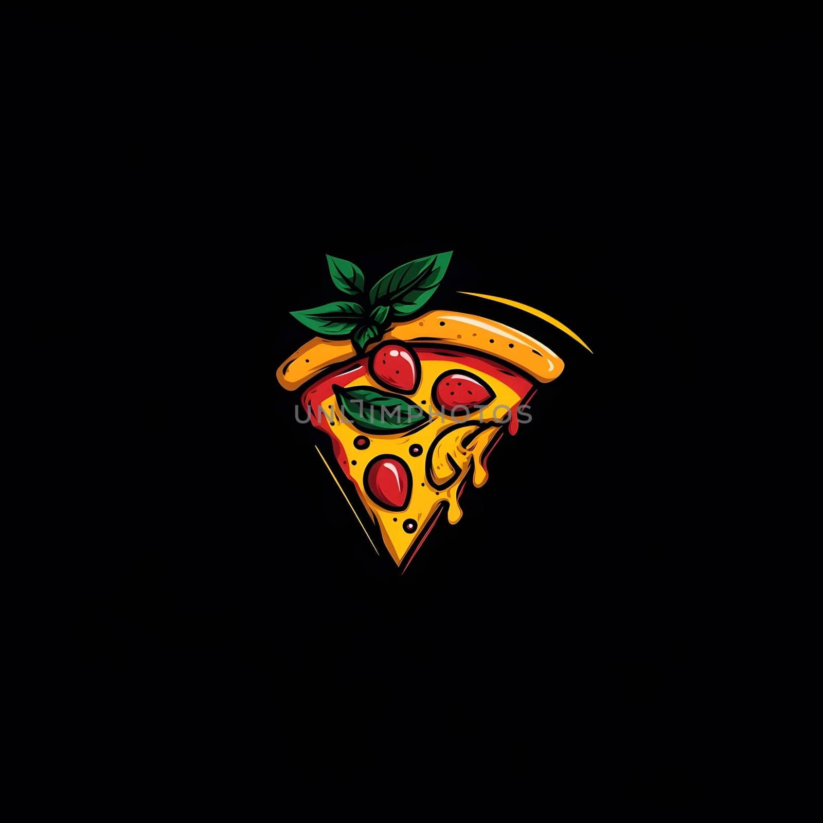 Pizza Slice with cheese and pepperoni Food Icon Logo