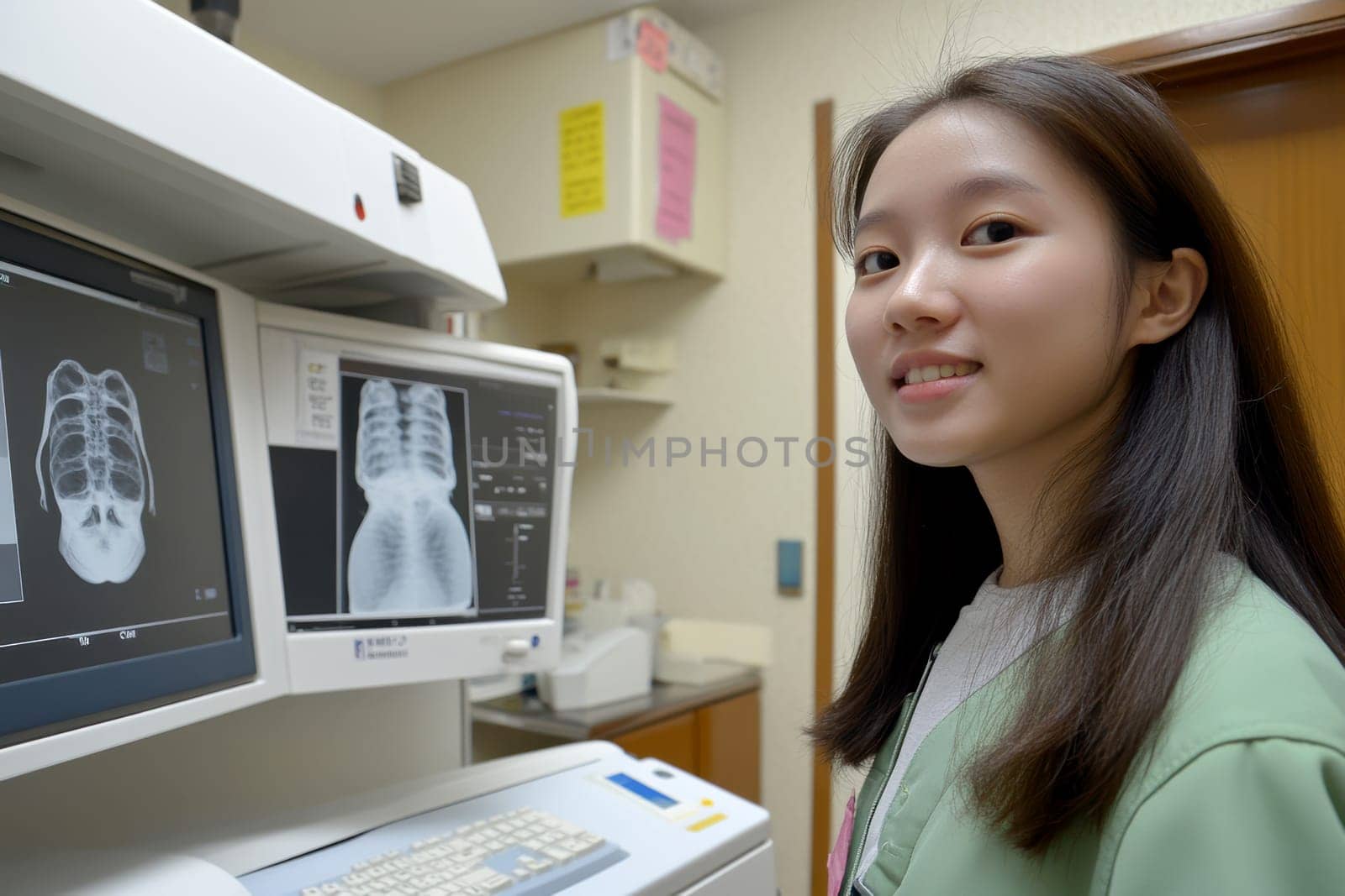 Radiographer at work. AI generative.