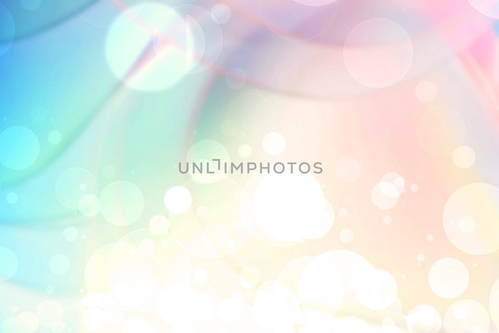 Abstract blurred fresh vivid spring summer light delicate pastel blue turquoise pink bokeh background texture with bright circular soft color lights and stars. Card concept. Beautiful backdrop illustration.
