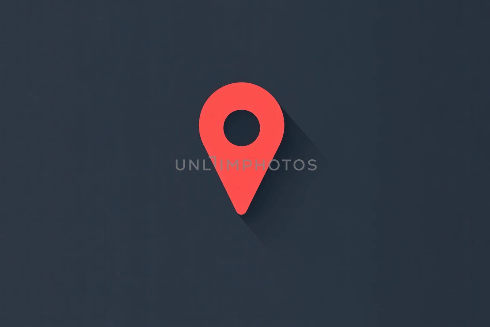A clean and minimalist design features a red location pin against a dark background, ideal for navigation apps or digital maps. The pin symbolizes a specific location efficiently.