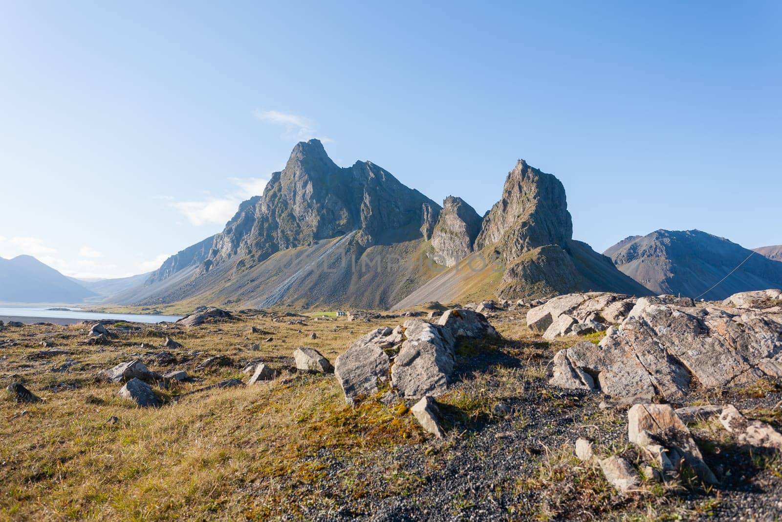 Hvalnes lava beach landscape, east Iceland landmark. Iceland scenery