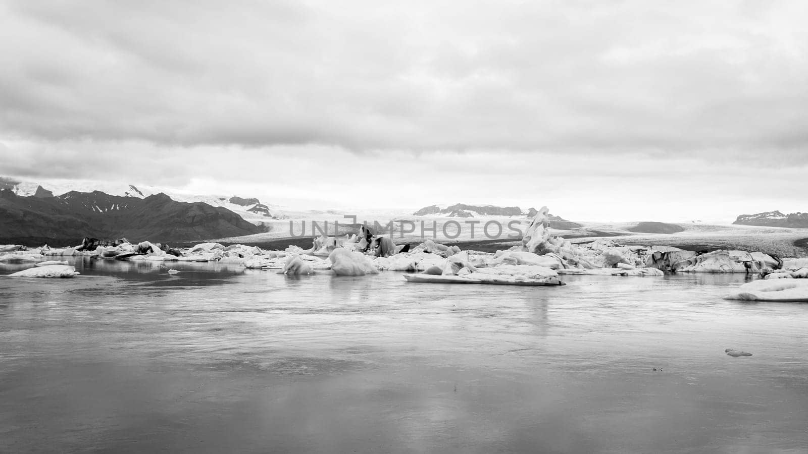 Jokulsarlon glacial lake, Iceland. Icebergs floating on water. Iceland landscape